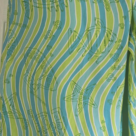 Walt‎ Disney World Capri Pants Size 14 Blue Green Disney Print Cotton New - Picture 2 of 11